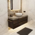 Miamivit Cleopatra Lavabo Seashell Grid Doğal Mermer Milas Pearl 40x20h - Görsel 3