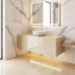 Miamivit Cleopatra Lavabo Seashell Grid Doğal Mermer Milas Pearl 40x20h - Image 7