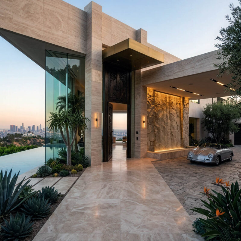 SL00420Burdur20Beige20Luxury20Los20Angeles20Villa20Enterance.