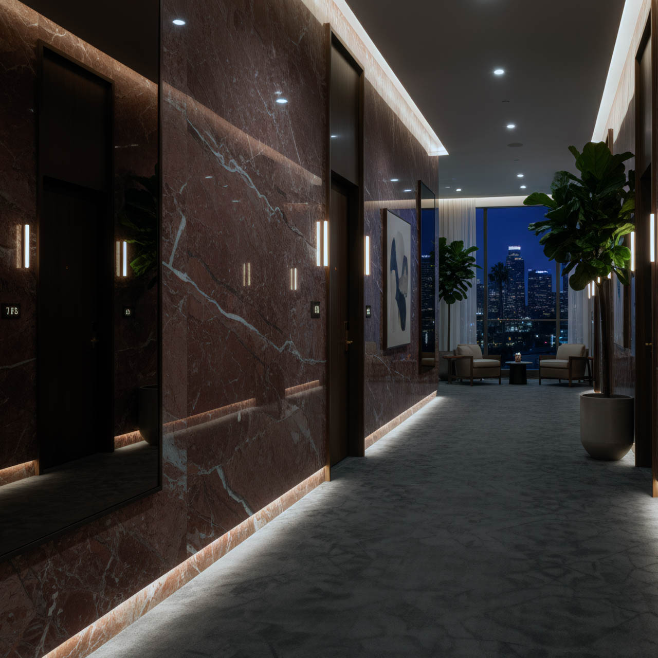 SL01920Rosso20Laguna20Luxury20Los20Angeles20Villa20Corridor